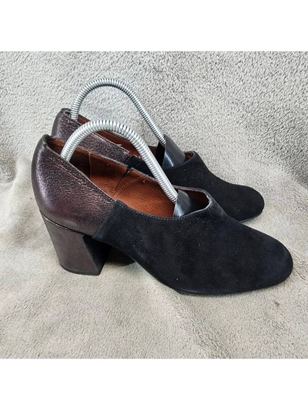 Hispanitas Shoes Womens Size EU 39.5 US 8.5 Black Suede Block Heel Booties *Read